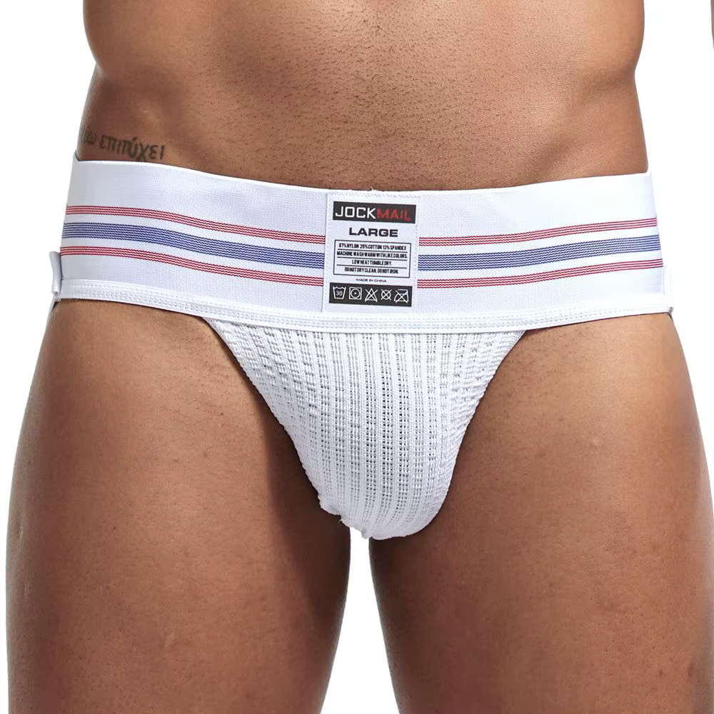 Bawełniany jockstrap JOCKMAIL - biały - zdjęcie produktu.